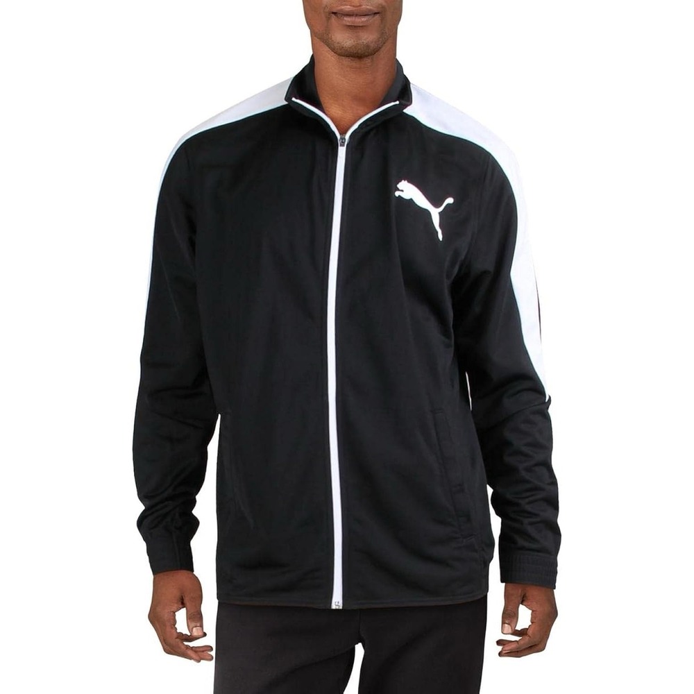 Puma Contrast Long Sleeve Zip Up Black And White Jacket/Track Men's XL